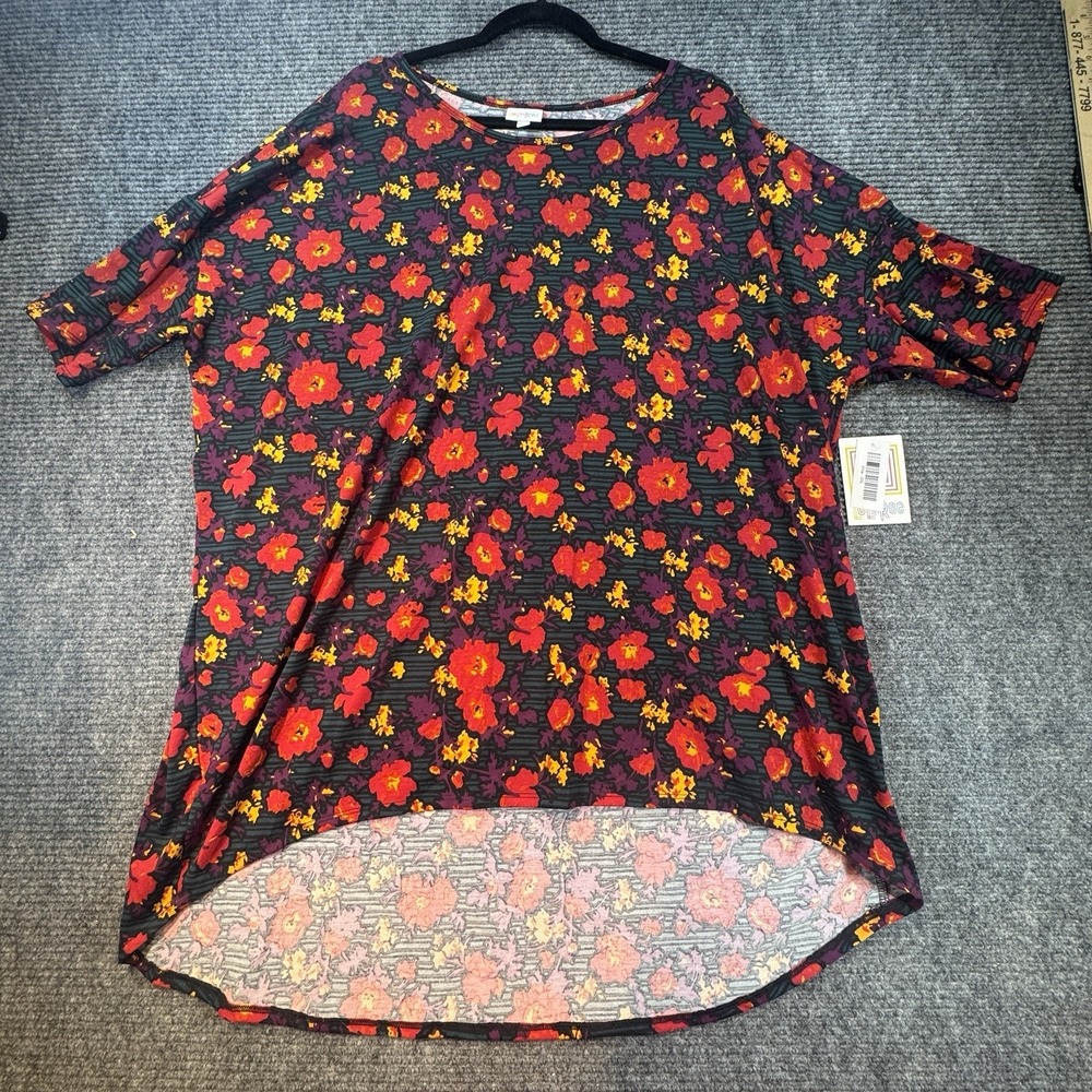 Lularoe Irma‎ Shirt Top Womens 3XL Floral  Red Comfortable Casual Classic NWT